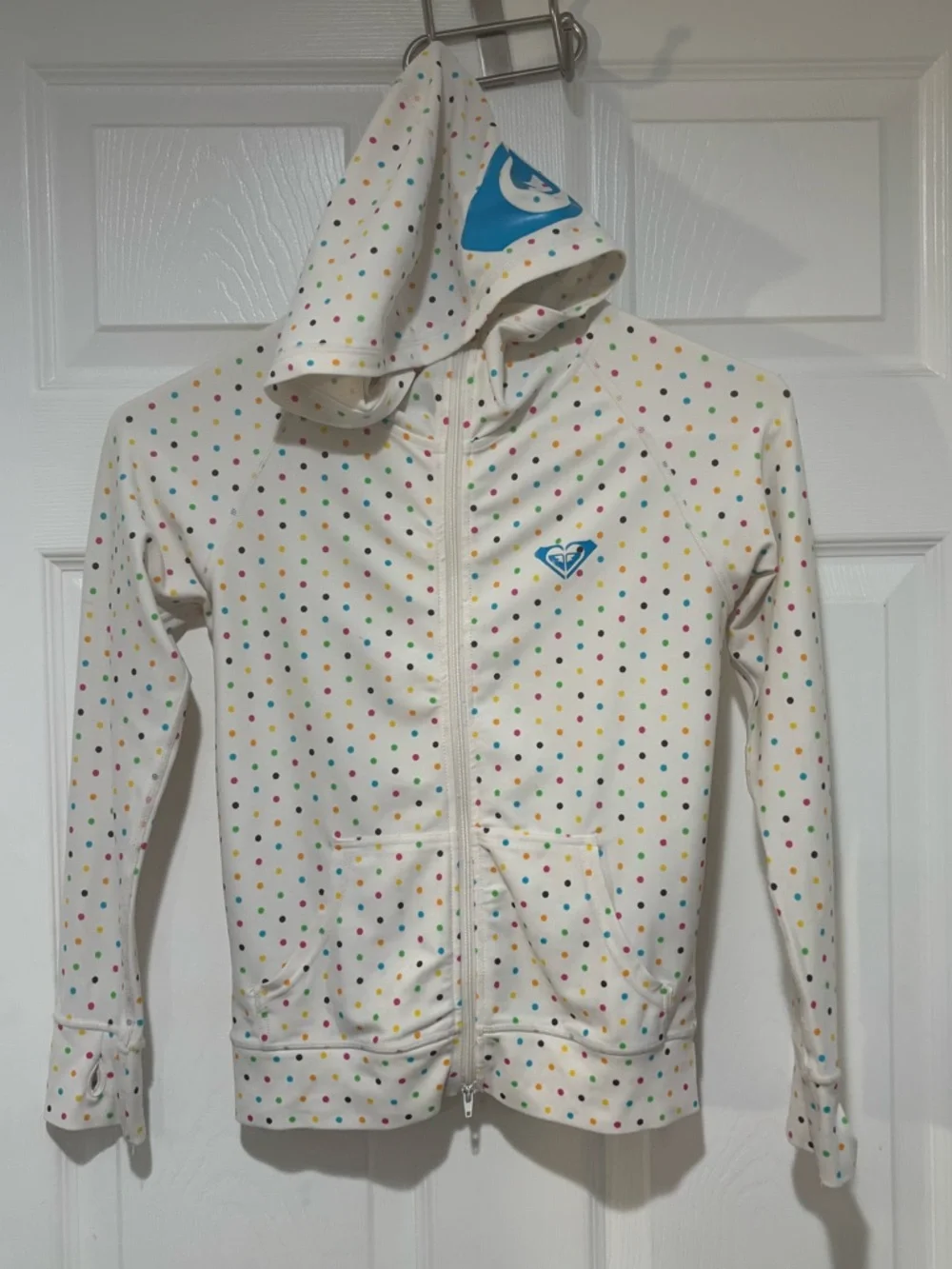 ROXY Girls Polka Dot Full Zip Hooded Rashguard